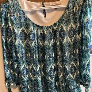 Vintage 100% polyester lined blouse with 3/4 sleeves with elegant ties at sleeve